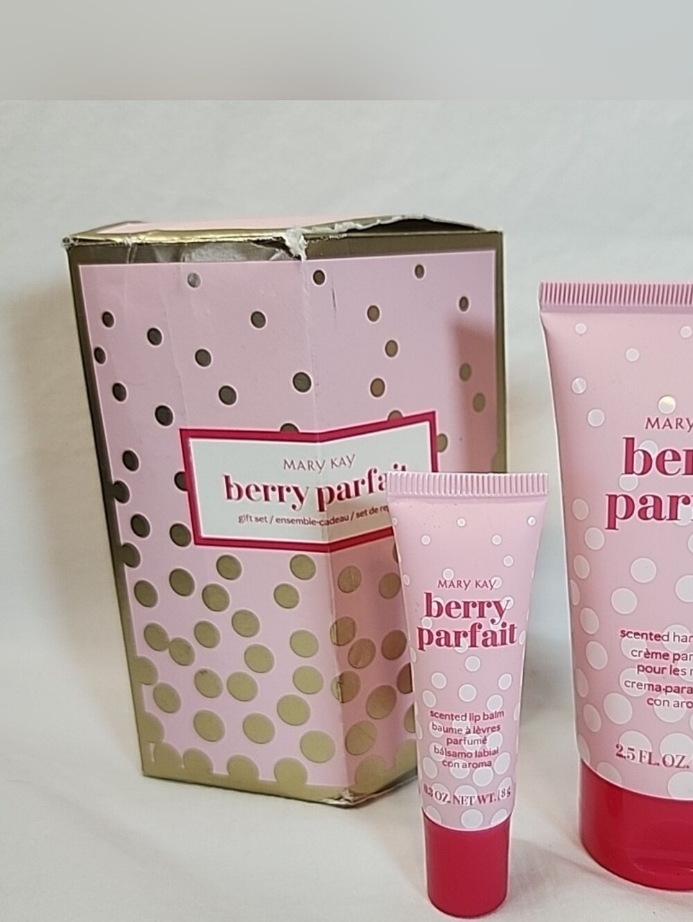 Mary Kay Berry Parfait Hand Cream Moisturizer Scented Lip Balm Gloss Gift Set
